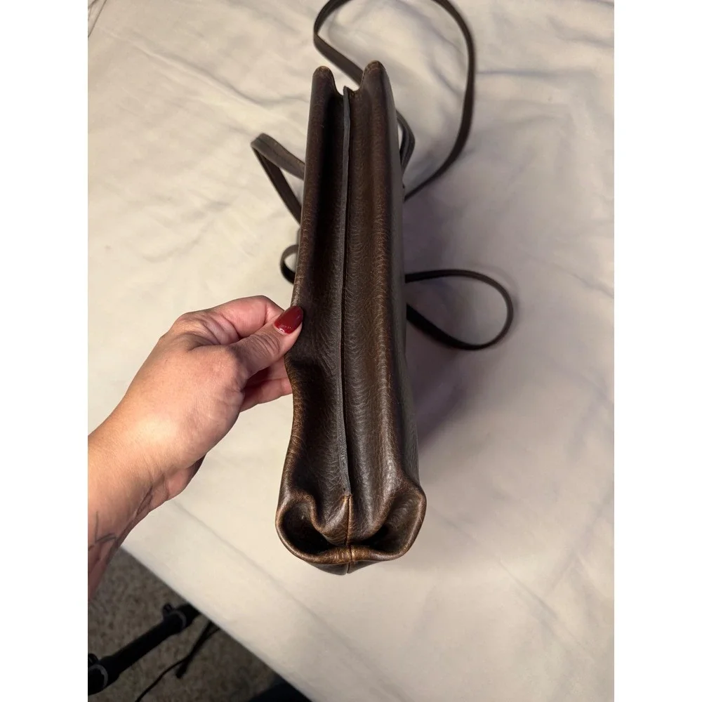 Vintage Liz Claiborne North South Leather Tote Chocolate Brown 90s